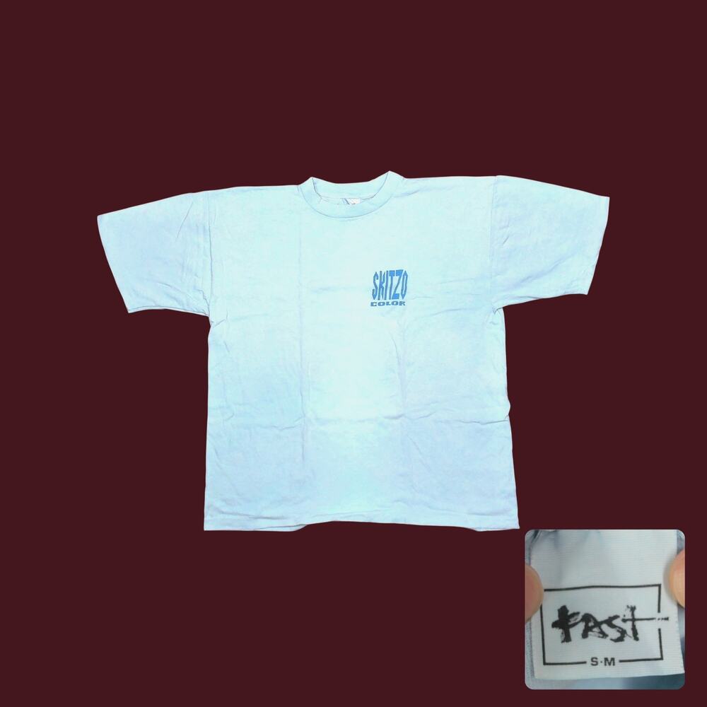 Vintage 90s Skitzo Color Baby Blue Boxy Oversized Skater T-Shirt XXL
